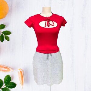 crop  top short sleeves red color one‎ size spande